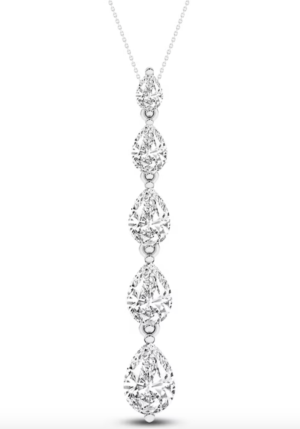 2 Carat Pear-Shaped Lab-Created Diamond Graduated Drop Necklace in 14K White Gold – 18" Chain